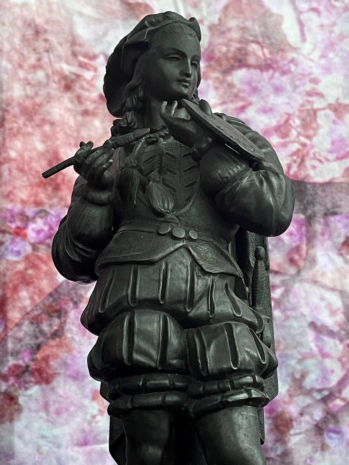 French Victorian Bronze Painter Statue - 1700's Style