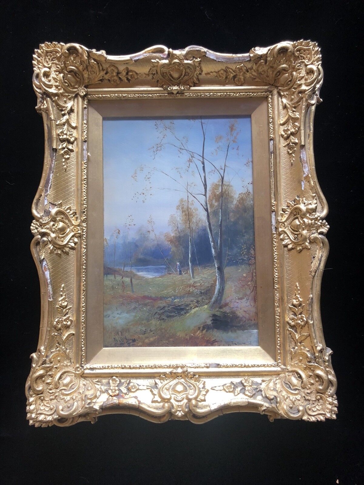 Pair of Antique N.B. James Landscape Oil Paintings