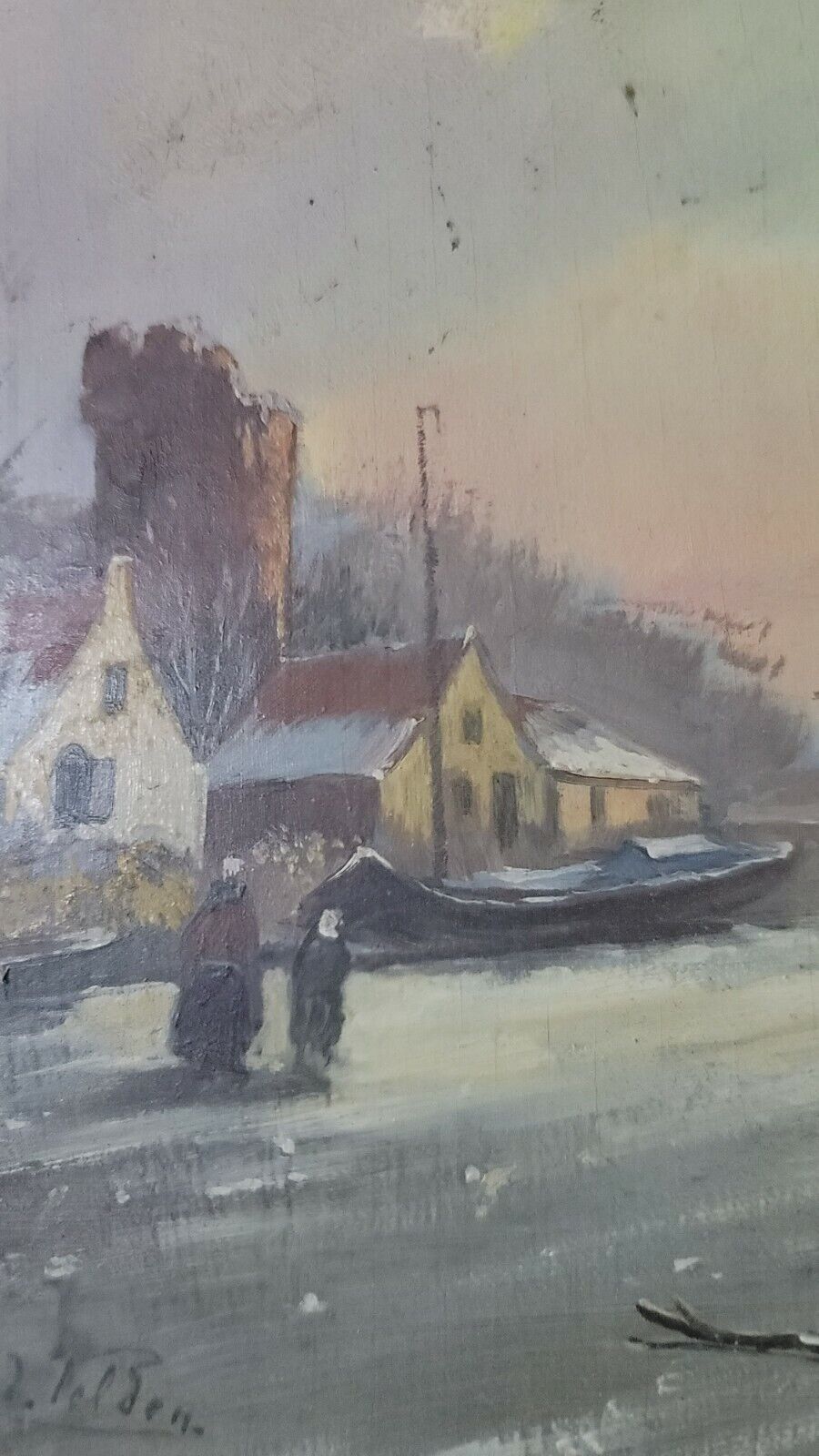 Pair of Antique Connecticut Paintings in Continental Style