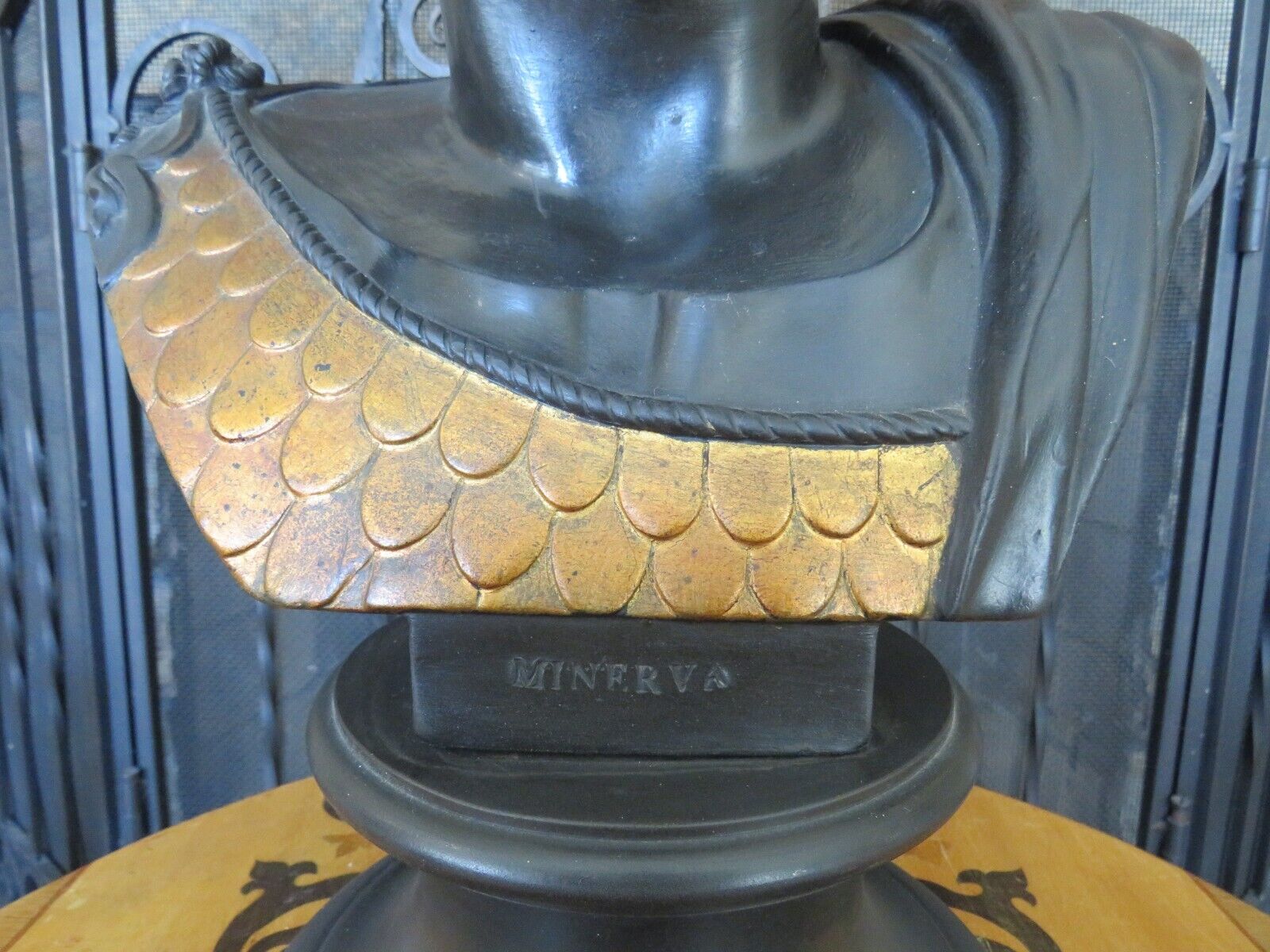 Magnificent Wedgwood Black Basalt Gold Arabesque Minerva Bust