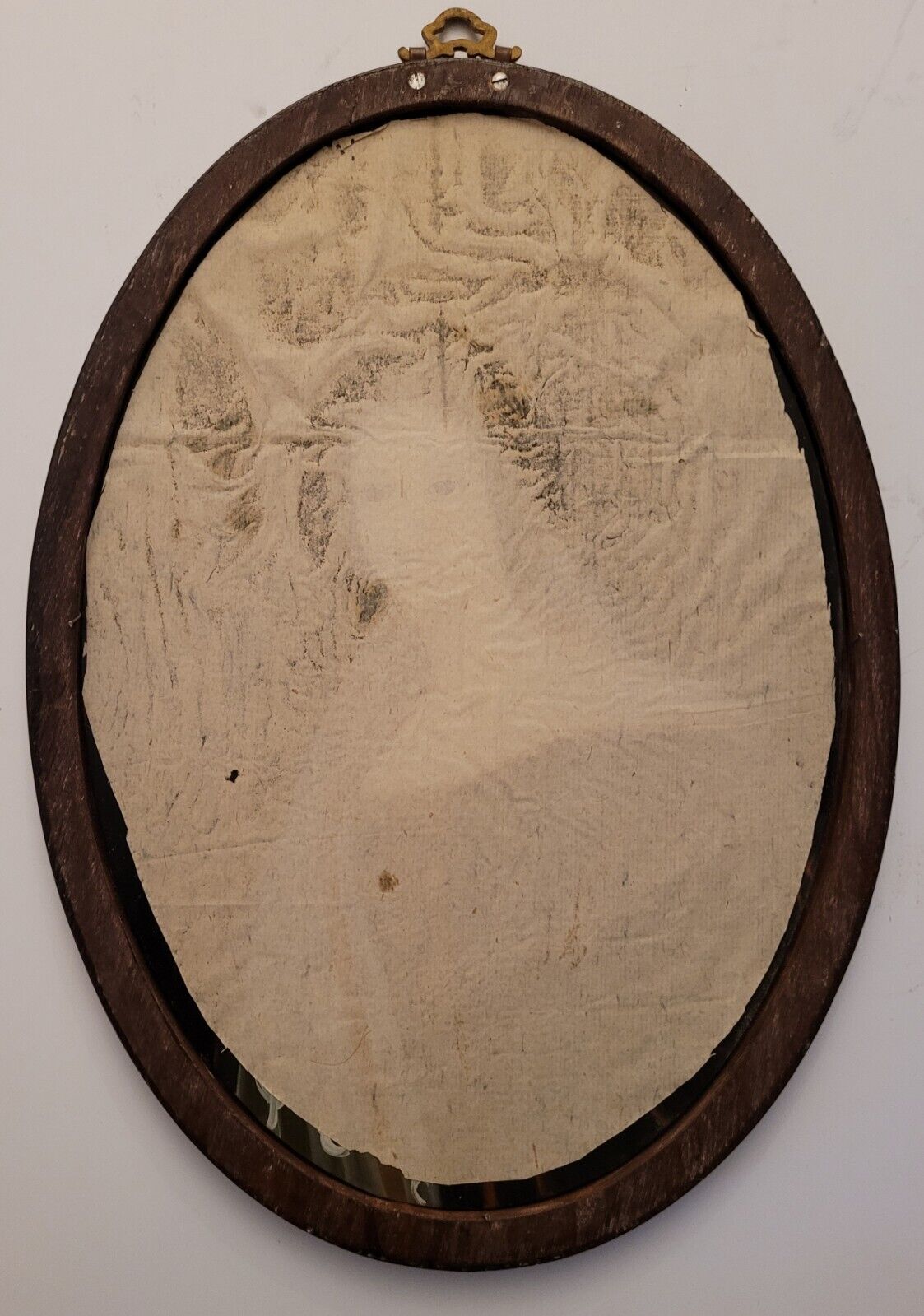 Victorian Lady Portrait in Antique Glass Oil Painting