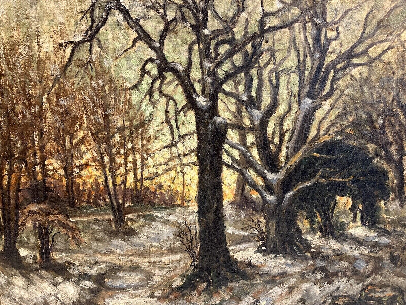 Vintage Winter Landscape Painting Jens Aarup Ellingsoe 1900s