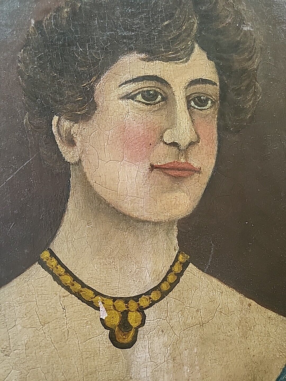 Hand-Painted Antique Art Nouveau Oil Portrait Painting Signed