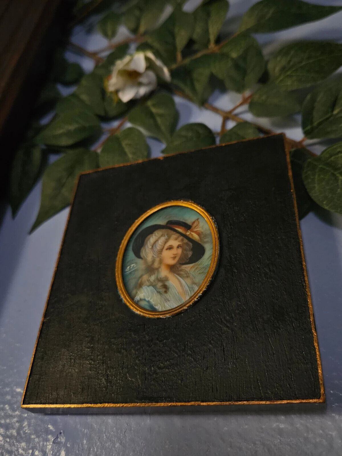 Early 1900s Miniature Portrait of Woman in Hat