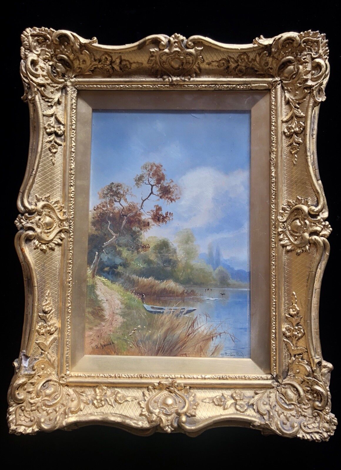 Pair of Antique N.B. James Landscape Oil Paintings