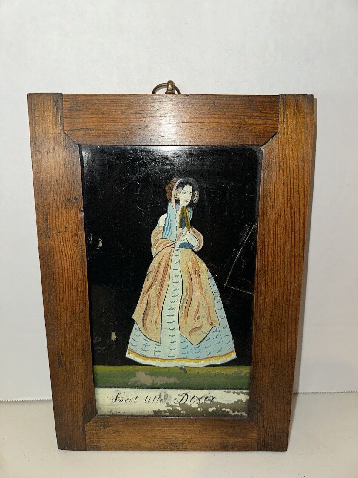 1800's Folk Art Painted Glass Antiques