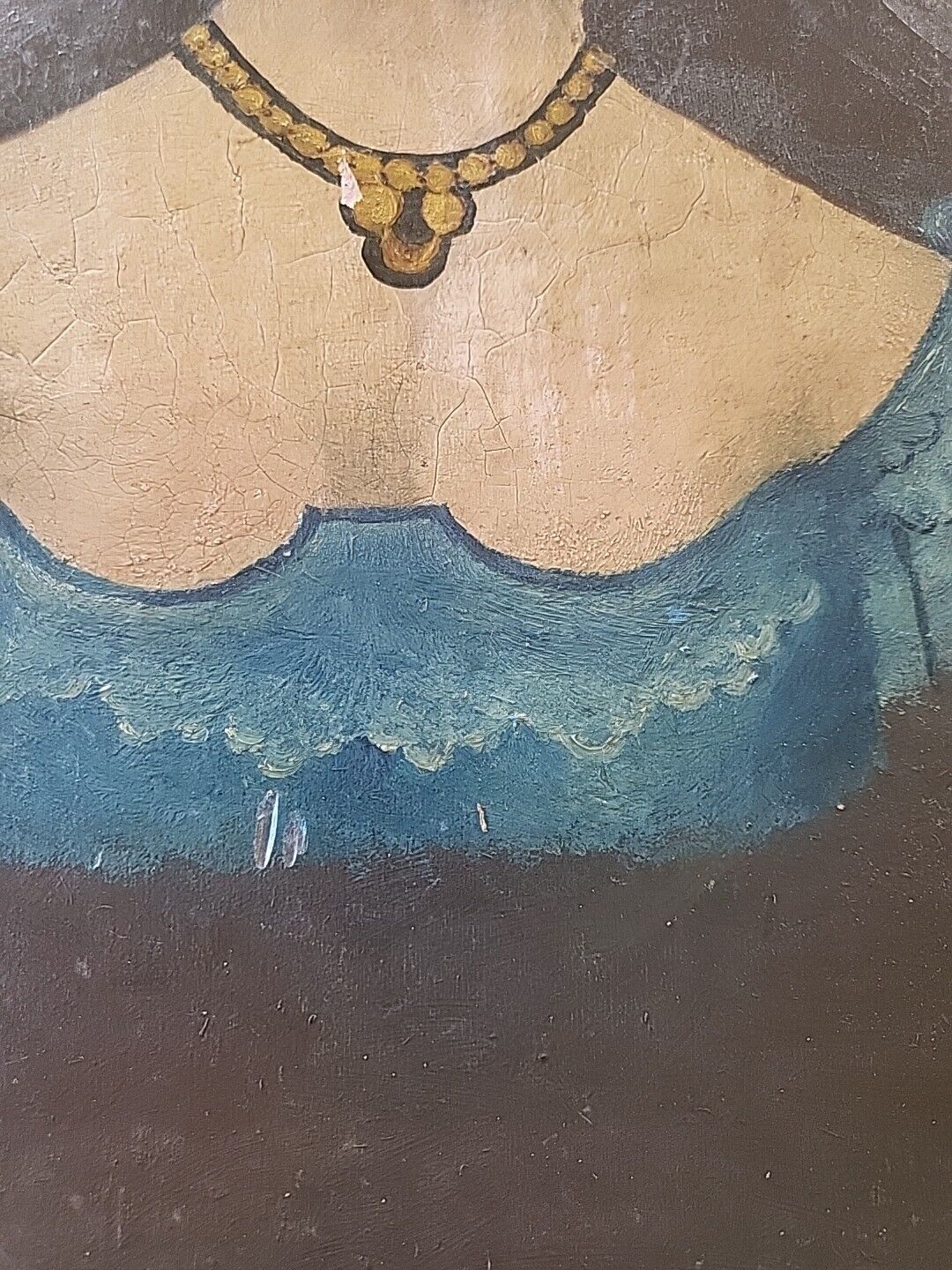 Hand-Painted Antique Art Nouveau Oil Portrait Painting Signed