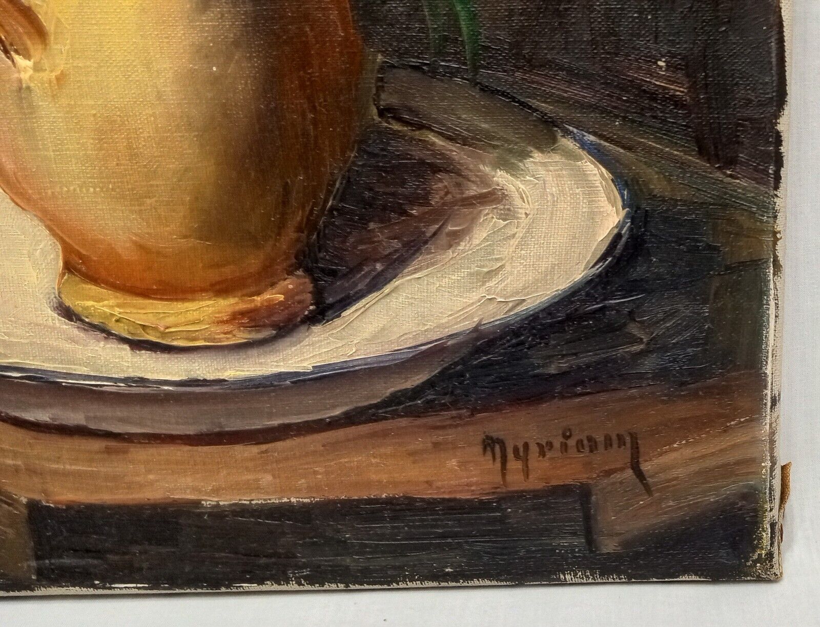 Impressionist oil painting flowers signed early 1900's artwork