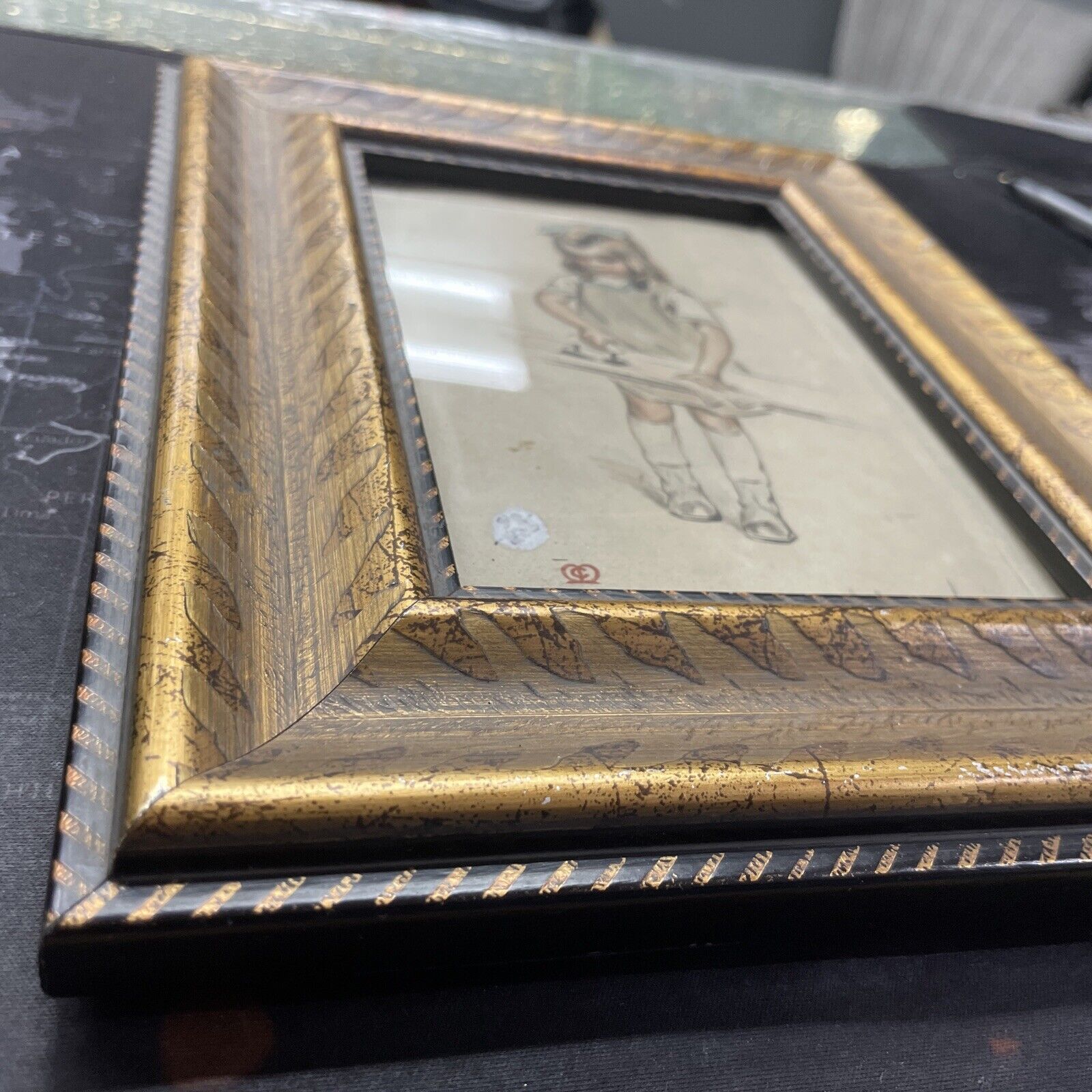 1900s Watercolor Portrait: French School Girl Ironing