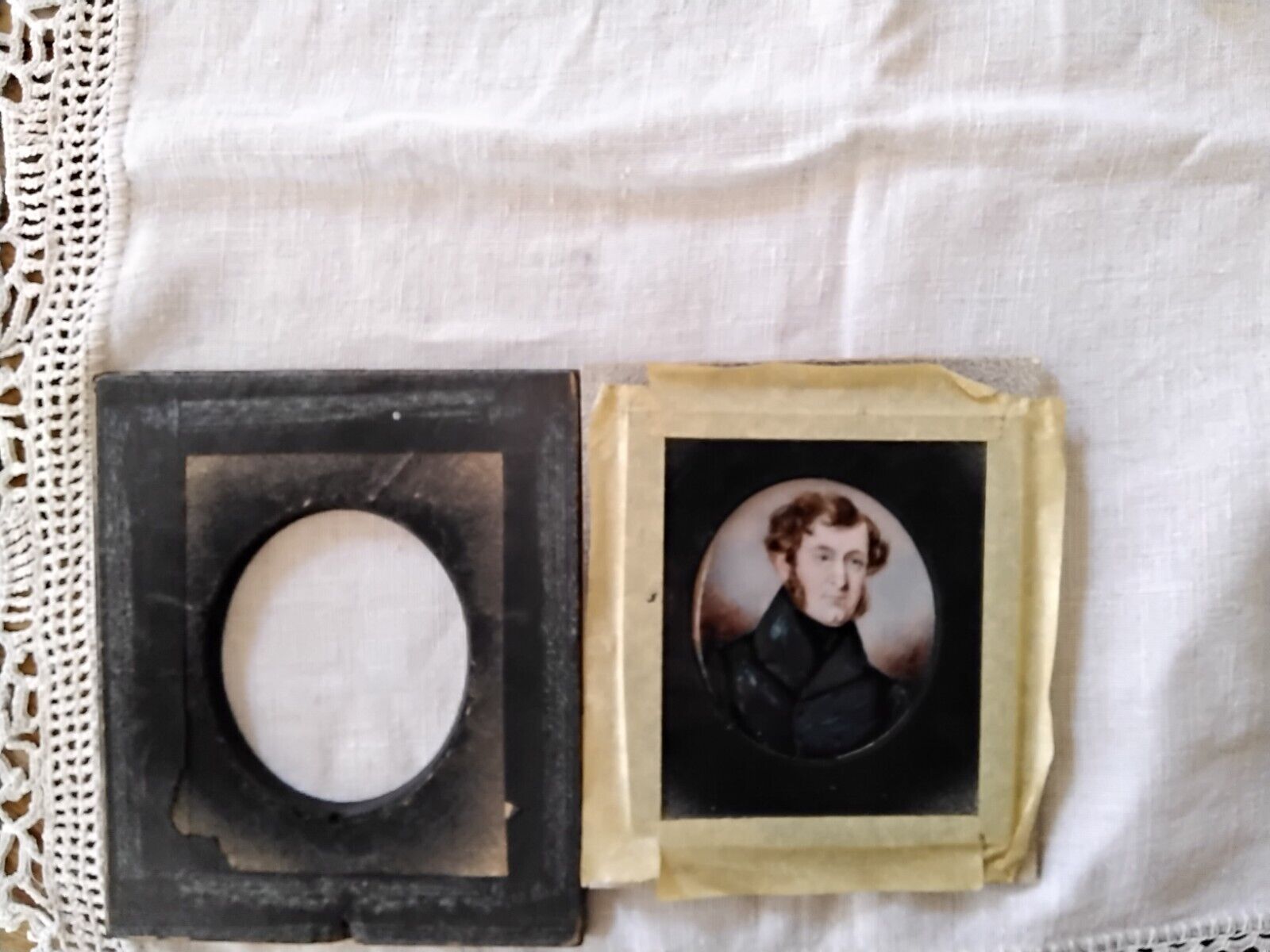1800s Antique Miniature Portrait Painting