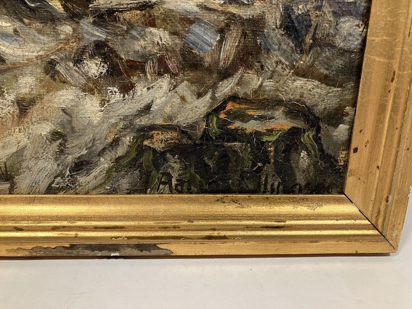 Vintage Winter Landscape Painting Jens Aarup Ellingsoe 1900s