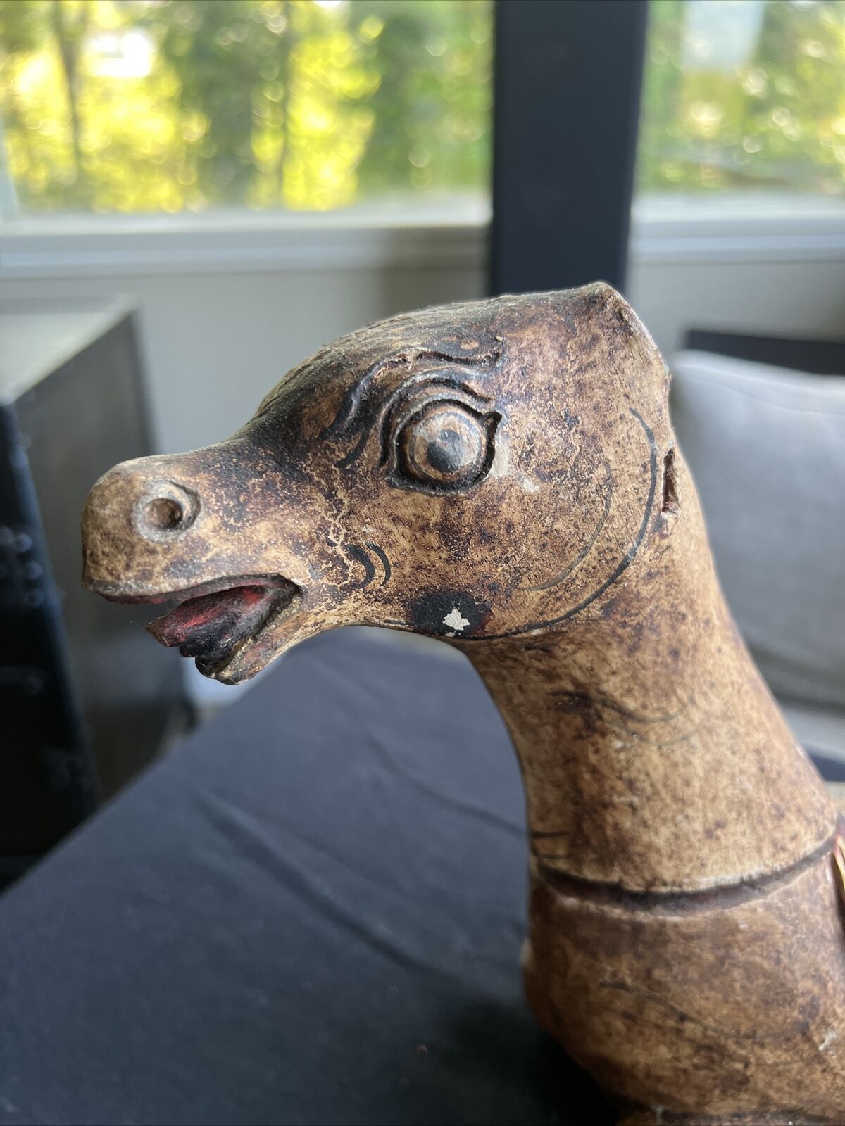 1700's Rare Wood Hand Carved Horse Figure