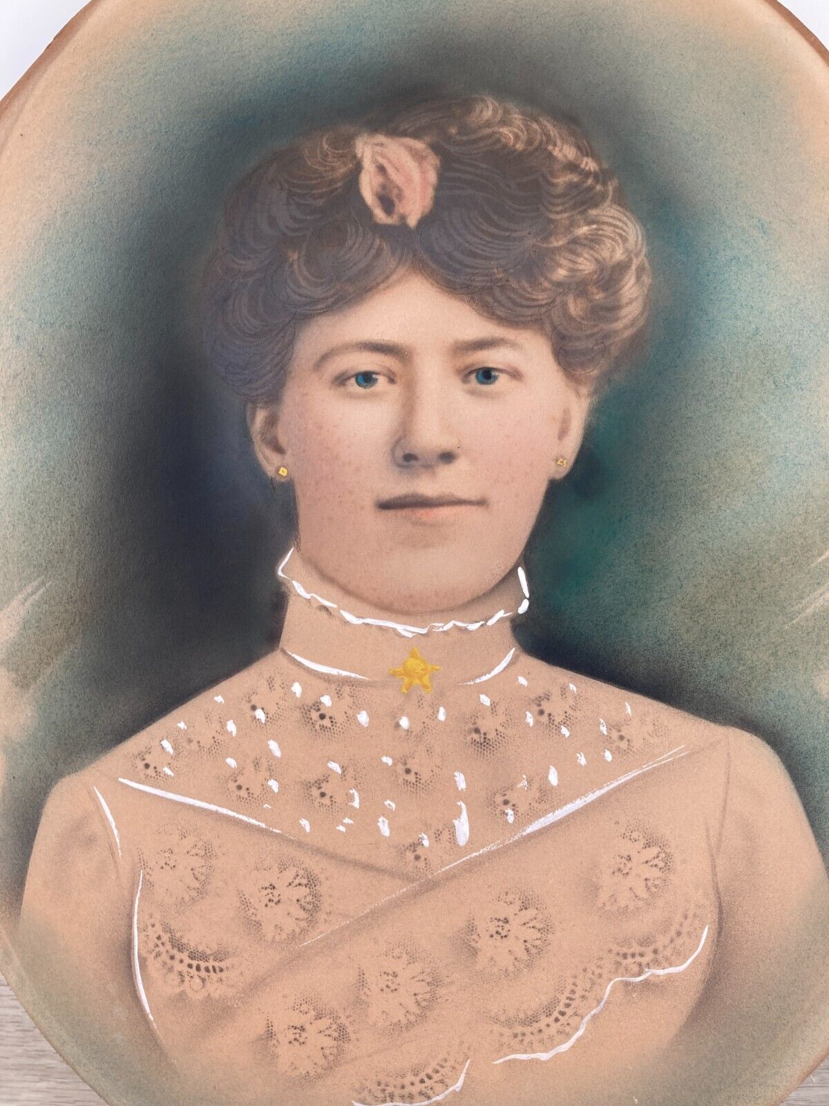 1900s Gibson Girl Studio Portrait Enlargement in Lace