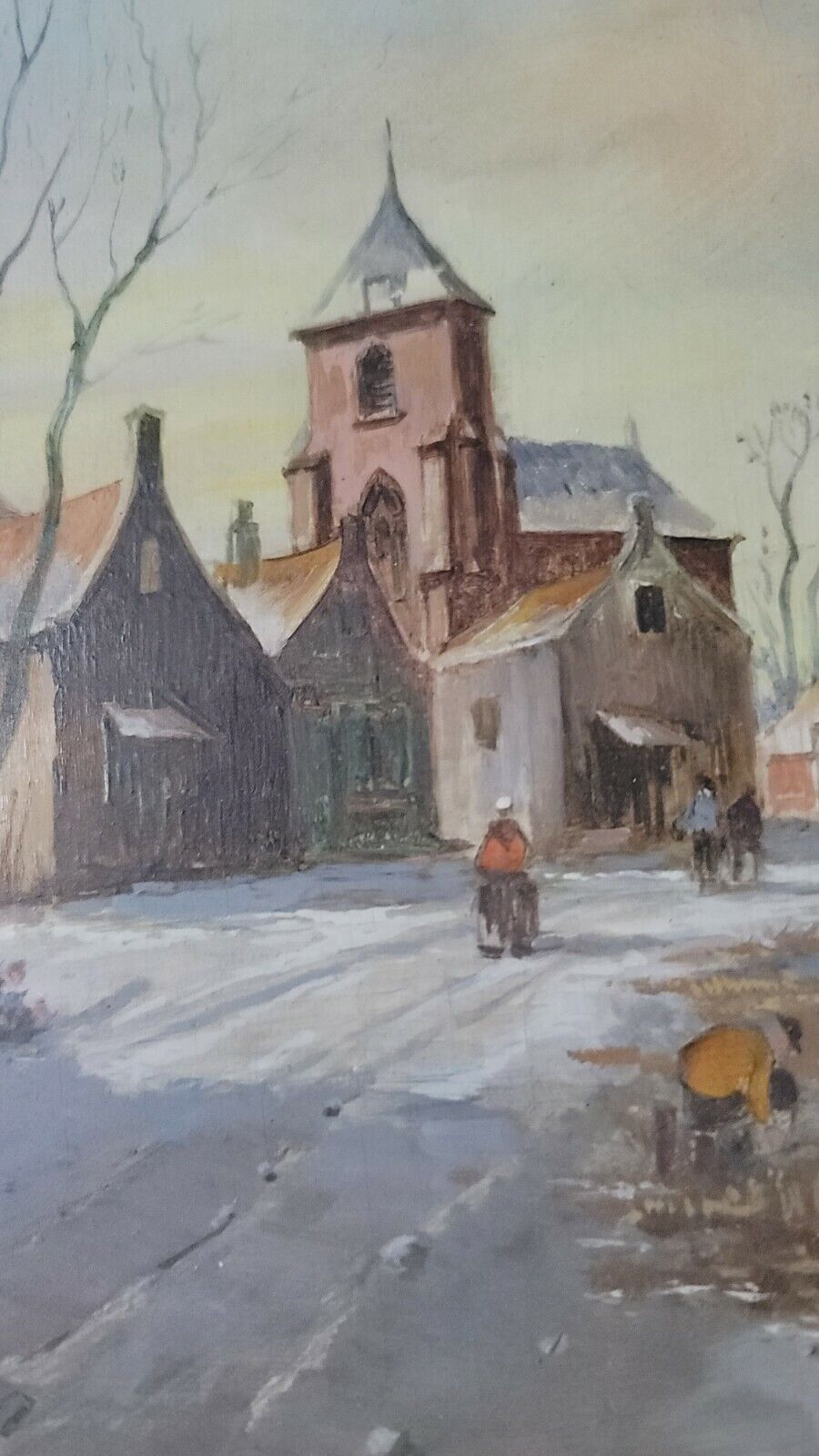 Pair of Antique Connecticut Paintings in Continental Style