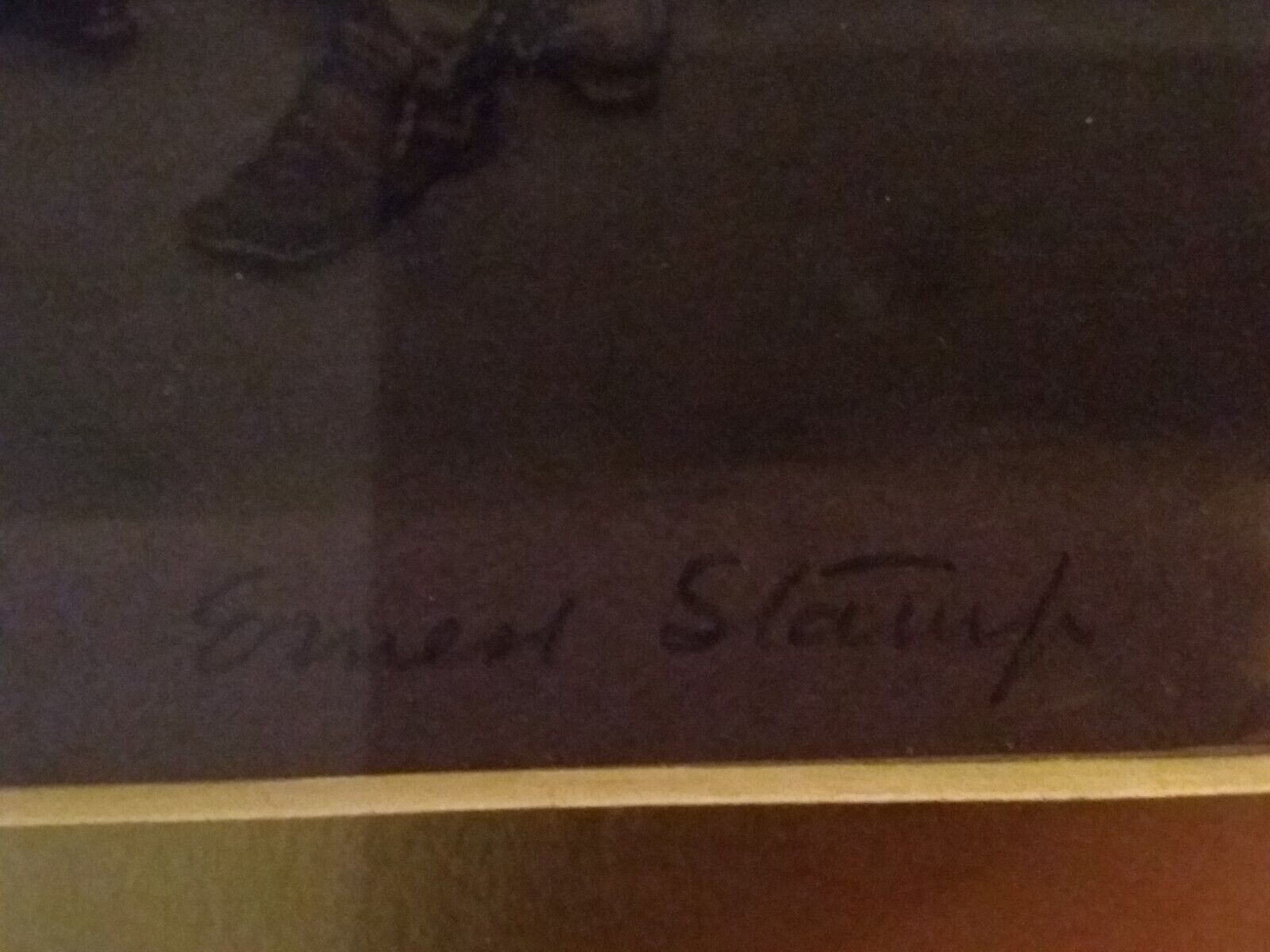 English Coloured Mezzotint Art "Card Players" Ernest Stamp