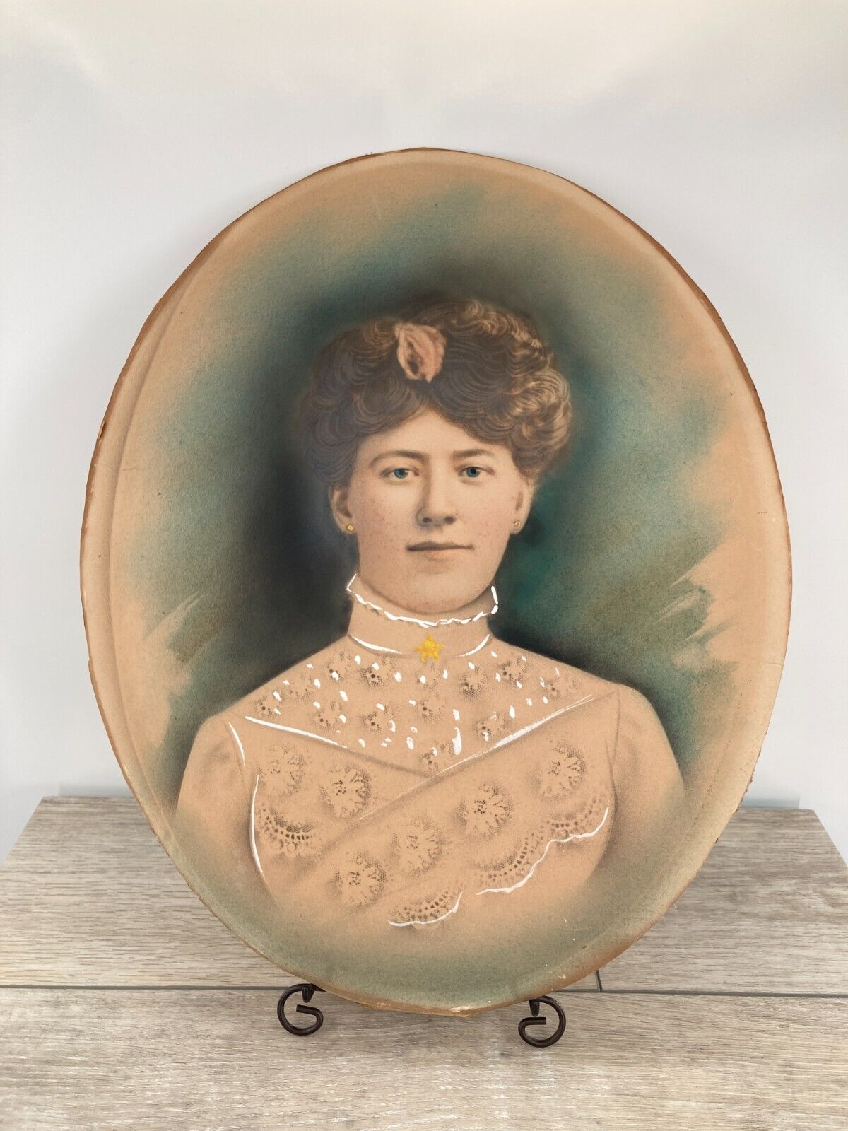 1900s Gibson Girl Studio Portrait Enlargement in Lace