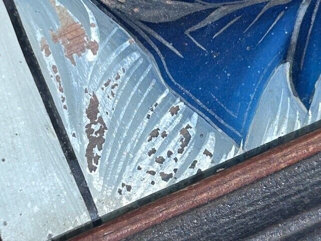 European Woman Reverse-Painting on Glass from the 1800s