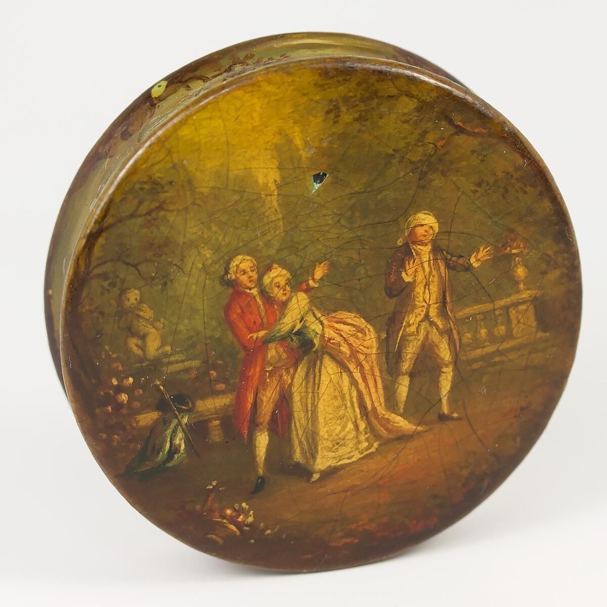 French Vernis Martin Snuff/Patch Box, Sterling & Gold