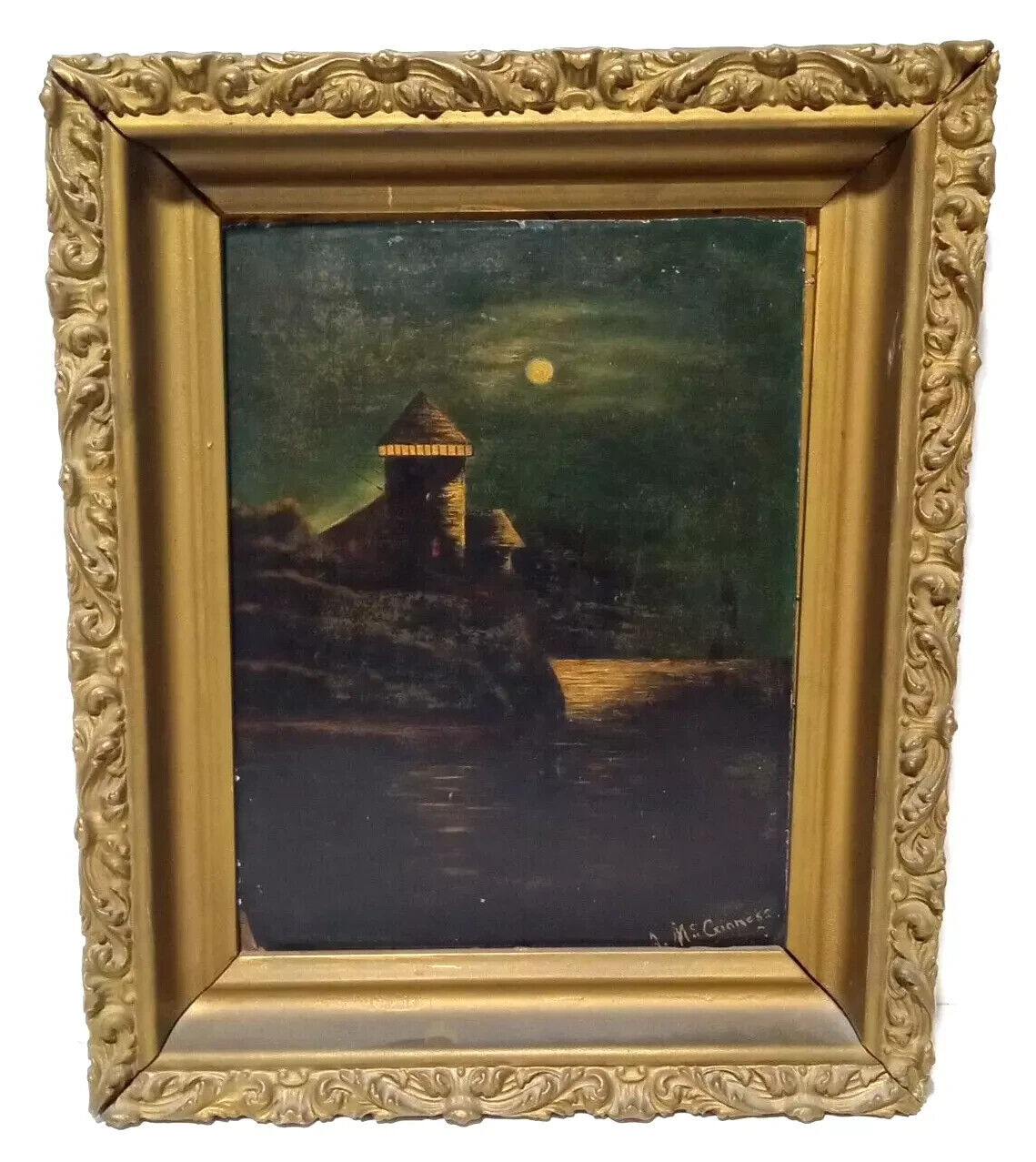 1800's Lighthouse Oil Painting McGuinness - 14x16