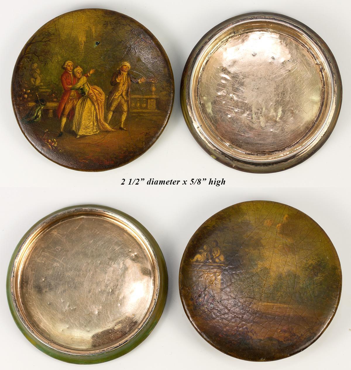 French Vernis Martin Snuff/Patch Box, Sterling & Gold