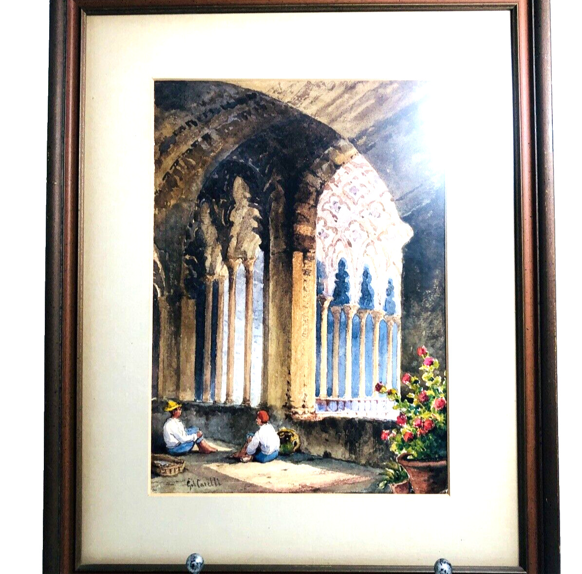 Watercolor Painting Algiers 1800's Gabriele Carelli 12" x 15