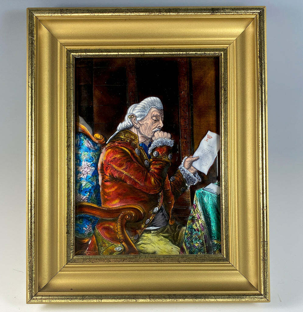 French Limoges Kiln-fired Royal Portrait Plaque in Frame