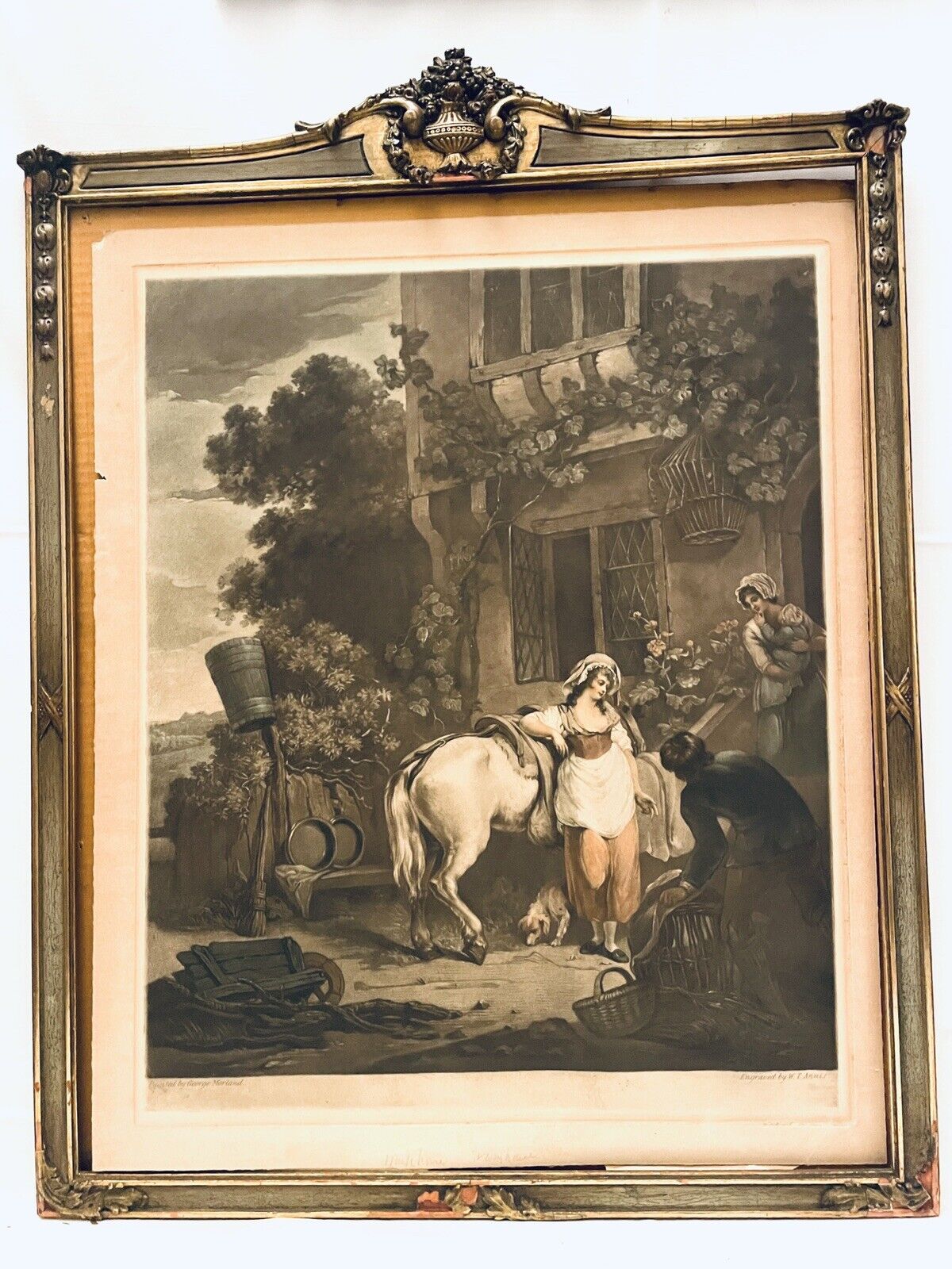 GEORGE MORLAND Mezzotint Print in Wood Frame