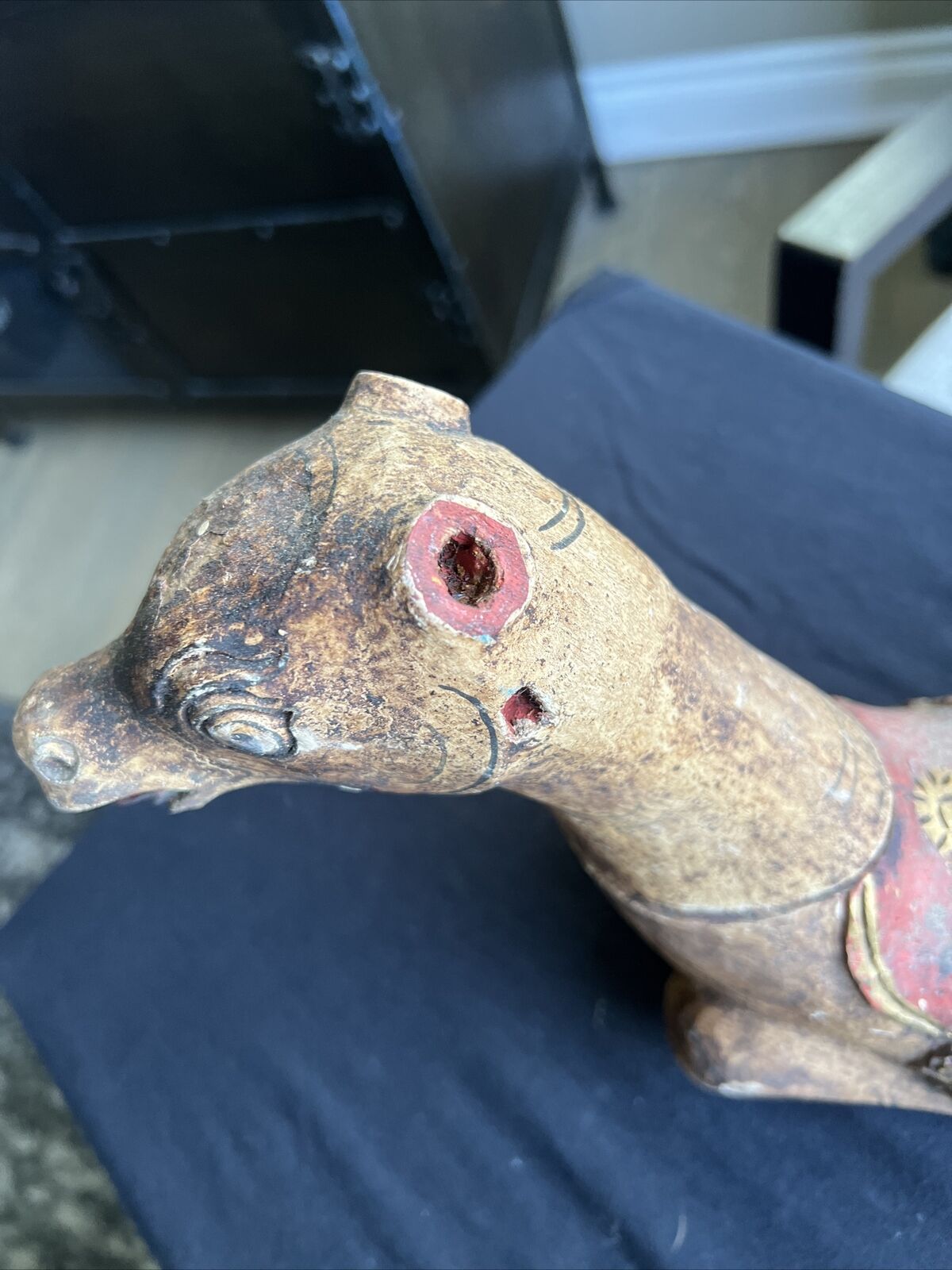 1700's Rare Wood Hand Carved Horse Figure