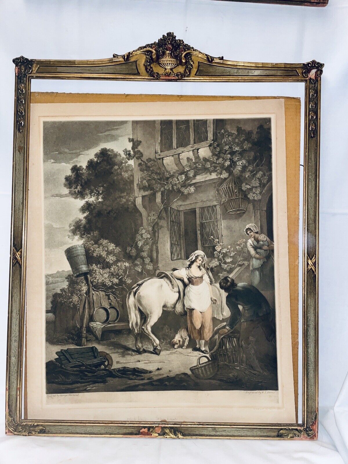 GEORGE MORLAND Mezzotint Print in Wood Frame