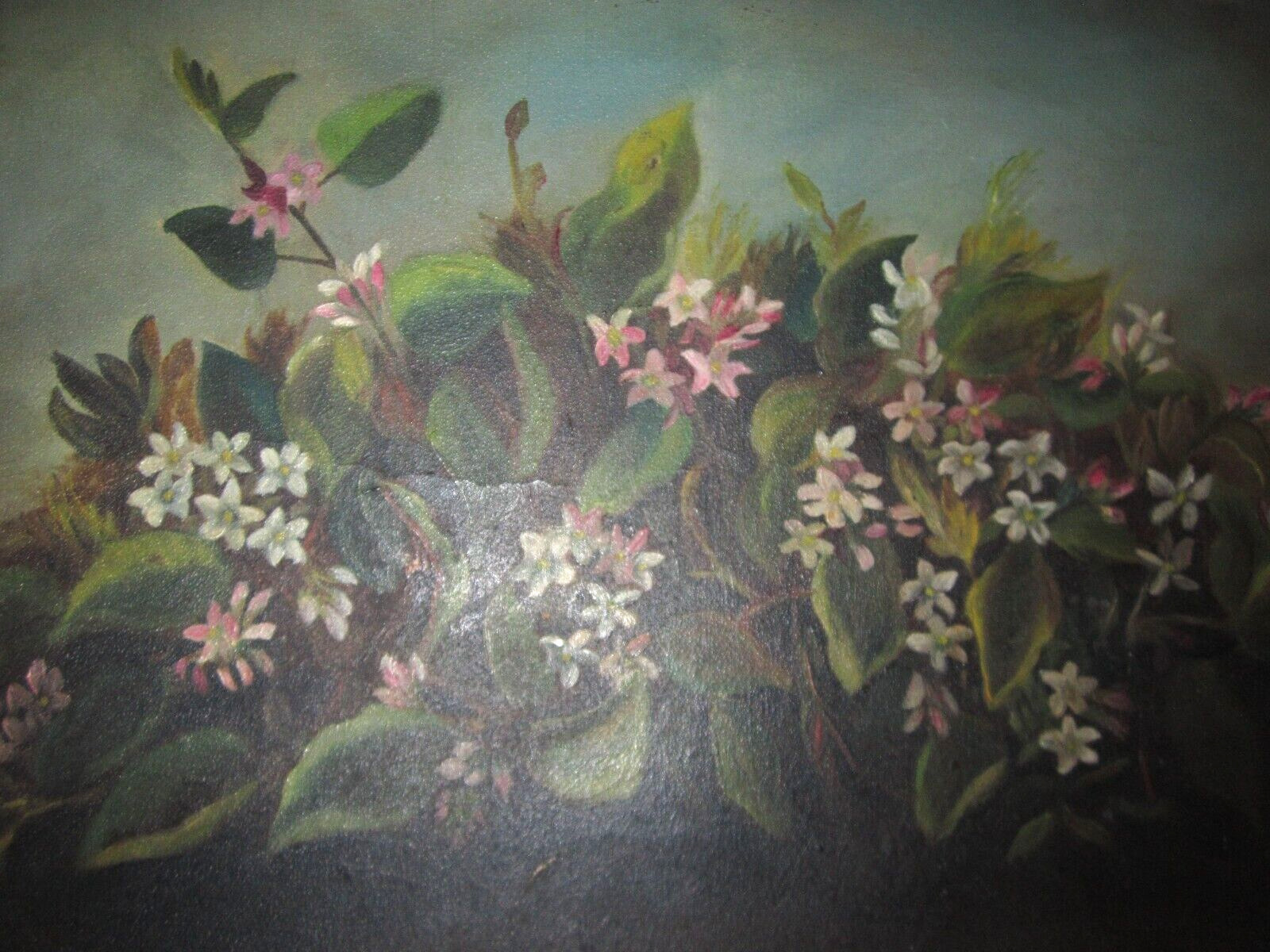 1800's Antique Oil Painting Floral in Gold Frame