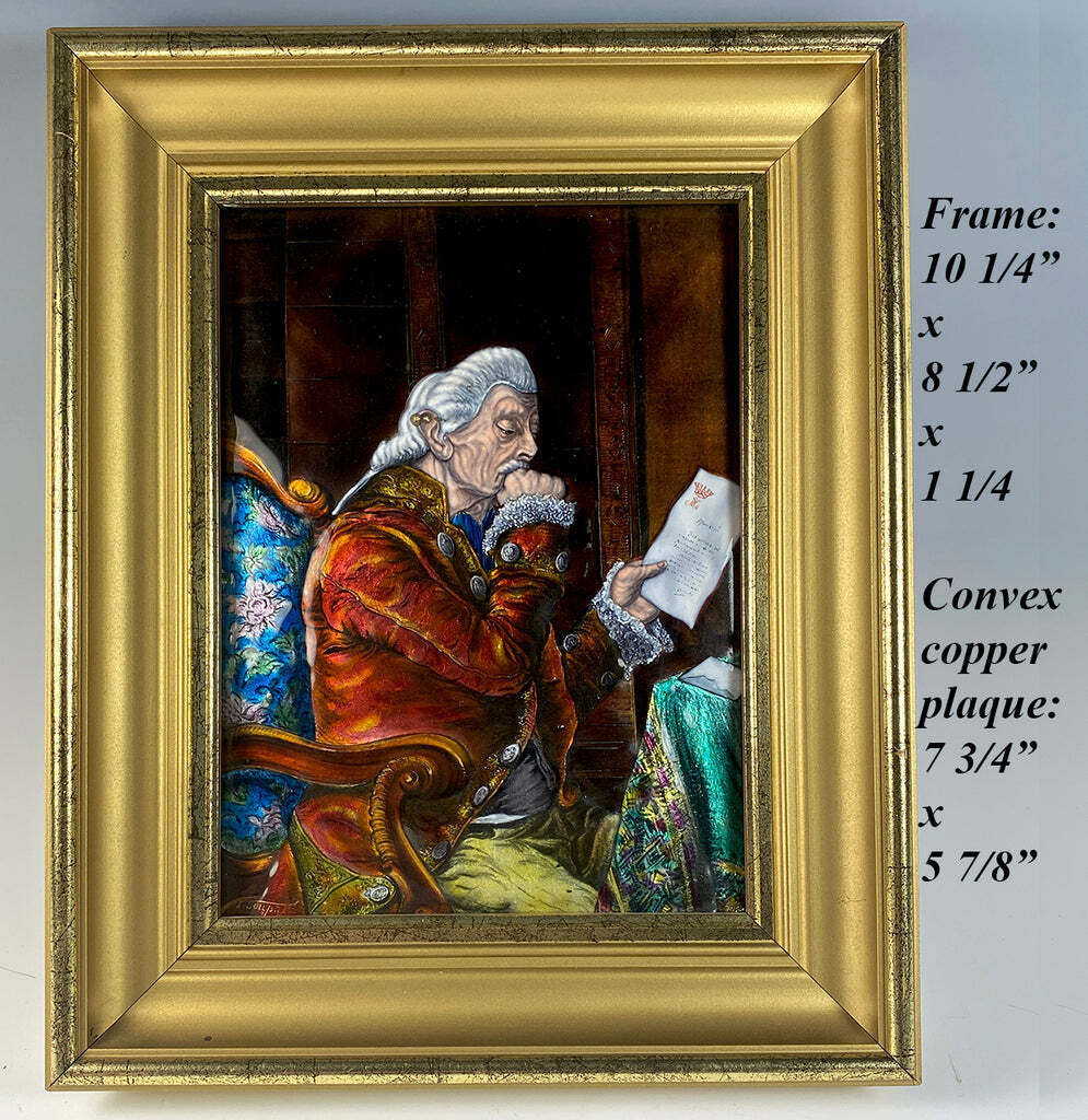 French Limoges Kiln-fired Royal Portrait Plaque in Frame