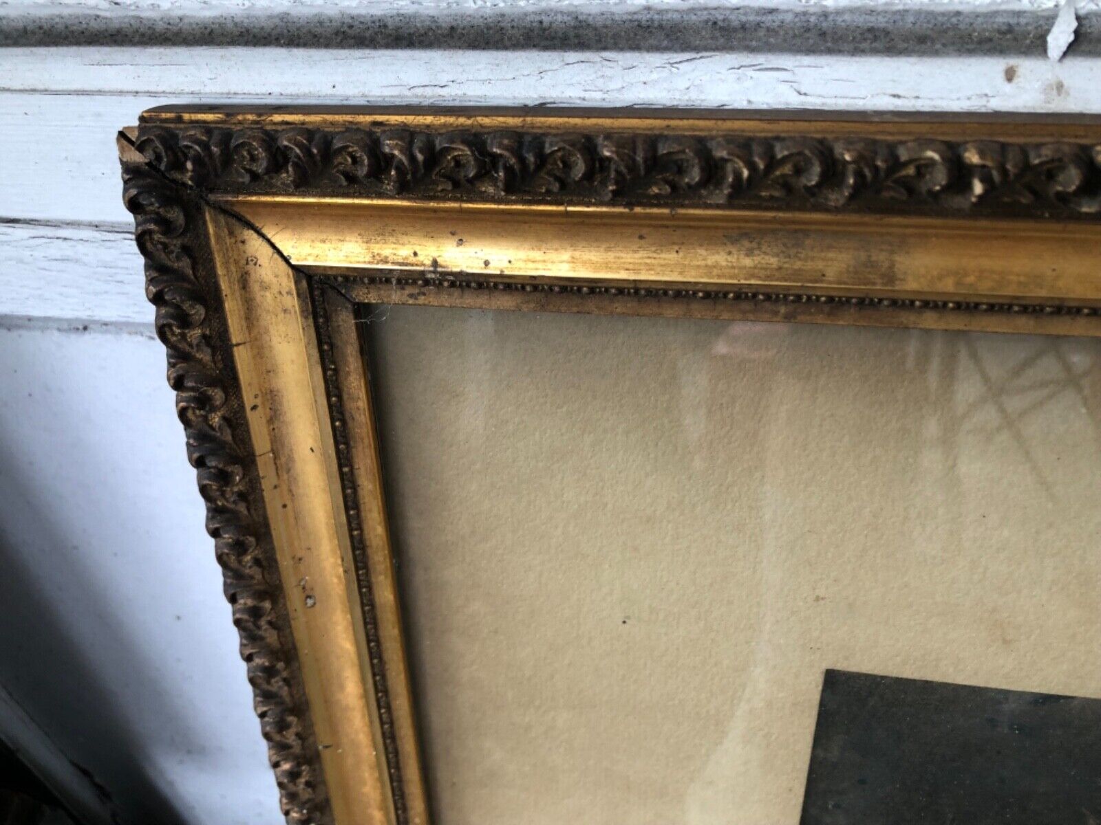 1800's Dog Painting in Original Frame - Large