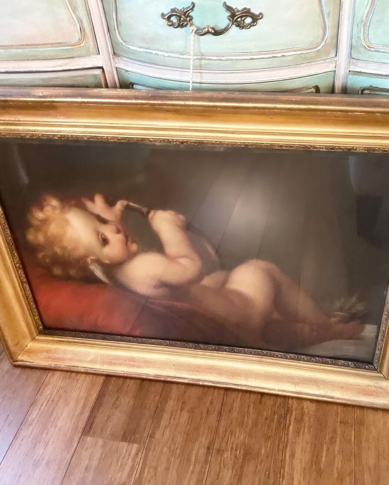 1800s Cherub Pastel Painting by French Artist Jules Fillyon