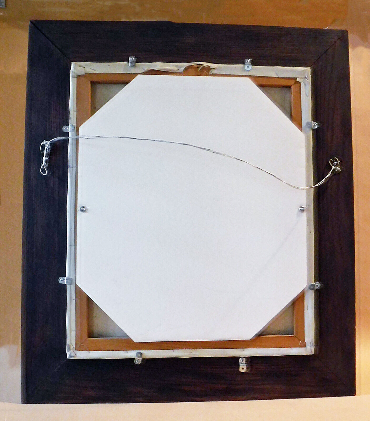 Vintage Alan Sutherland Indian Warrior Shield/Spear Portrait Oak Frame