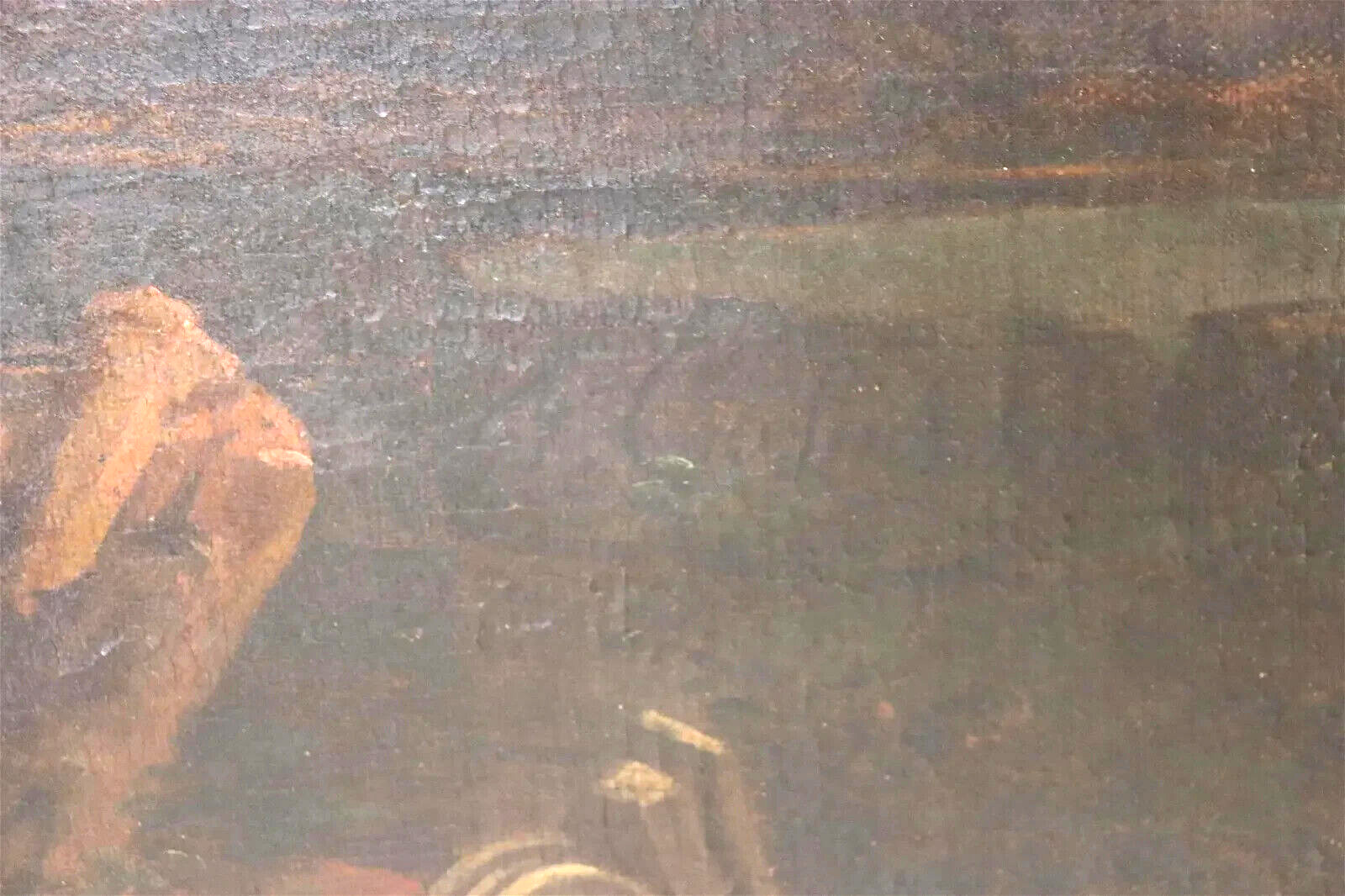 18th C Antique Oil Painting "Capriccio Of A Harbor
