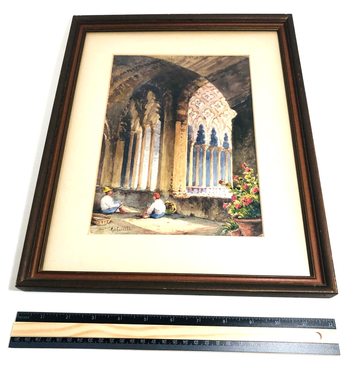 Watercolor Painting Algiers 1800's Gabriele Carelli 12" x 15
