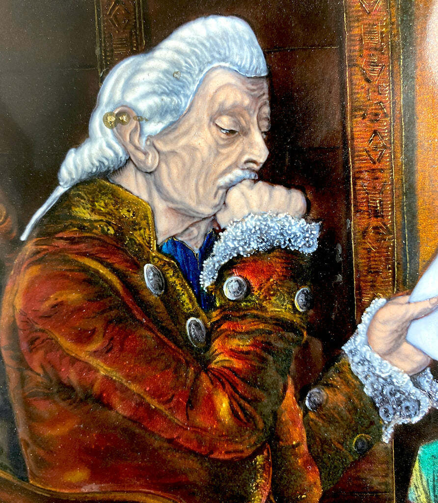 French Limoges Kiln-fired Royal Portrait Plaque in Frame