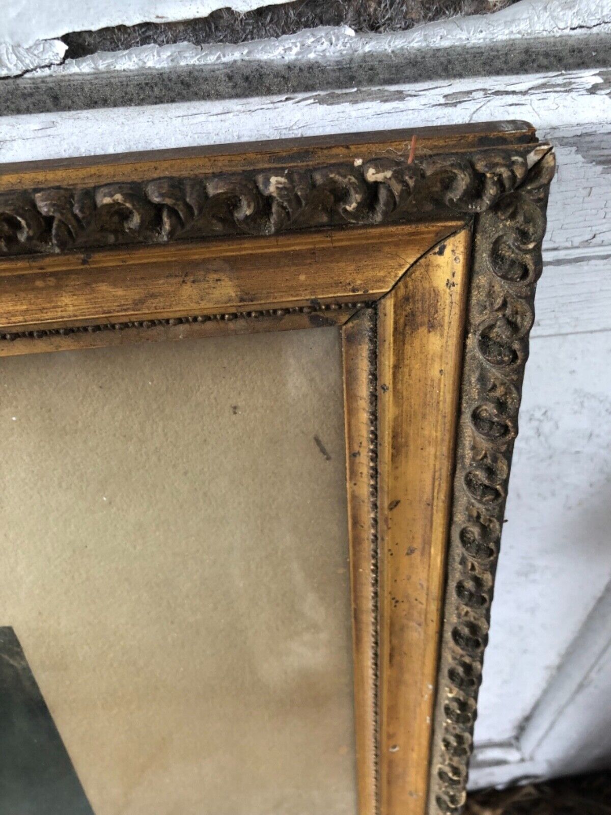 1800's Dog Painting in Original Frame - Large