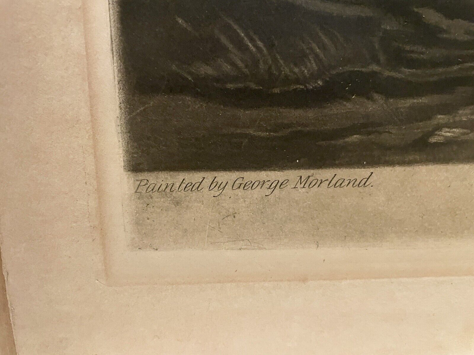 GEORGE MORLAND Mezzotint Print in Wood Frame