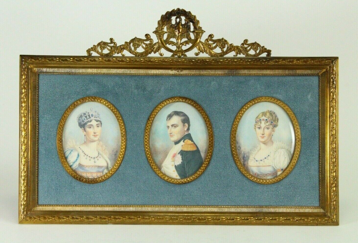 1800's Miniature Portraits Triptych - Napoleon, Josephine, Marie Louise