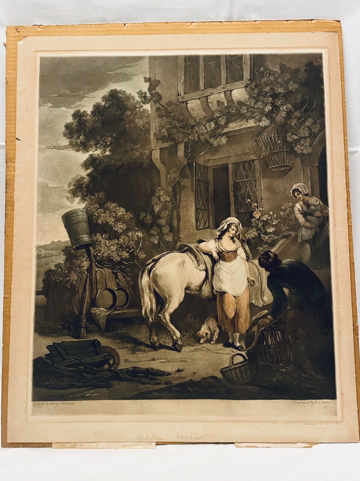 GEORGE MORLAND Mezzotint Print in Wood Frame