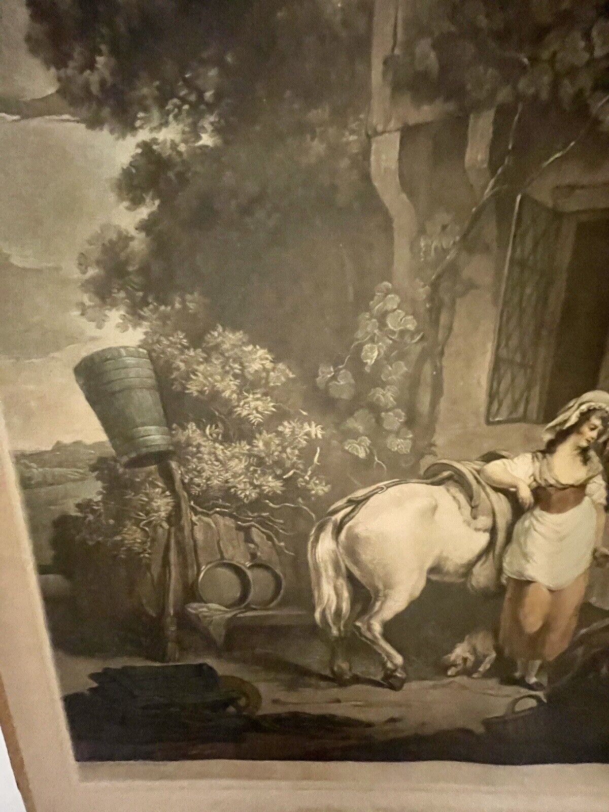 GEORGE MORLAND Mezzotint Print in Wood Frame