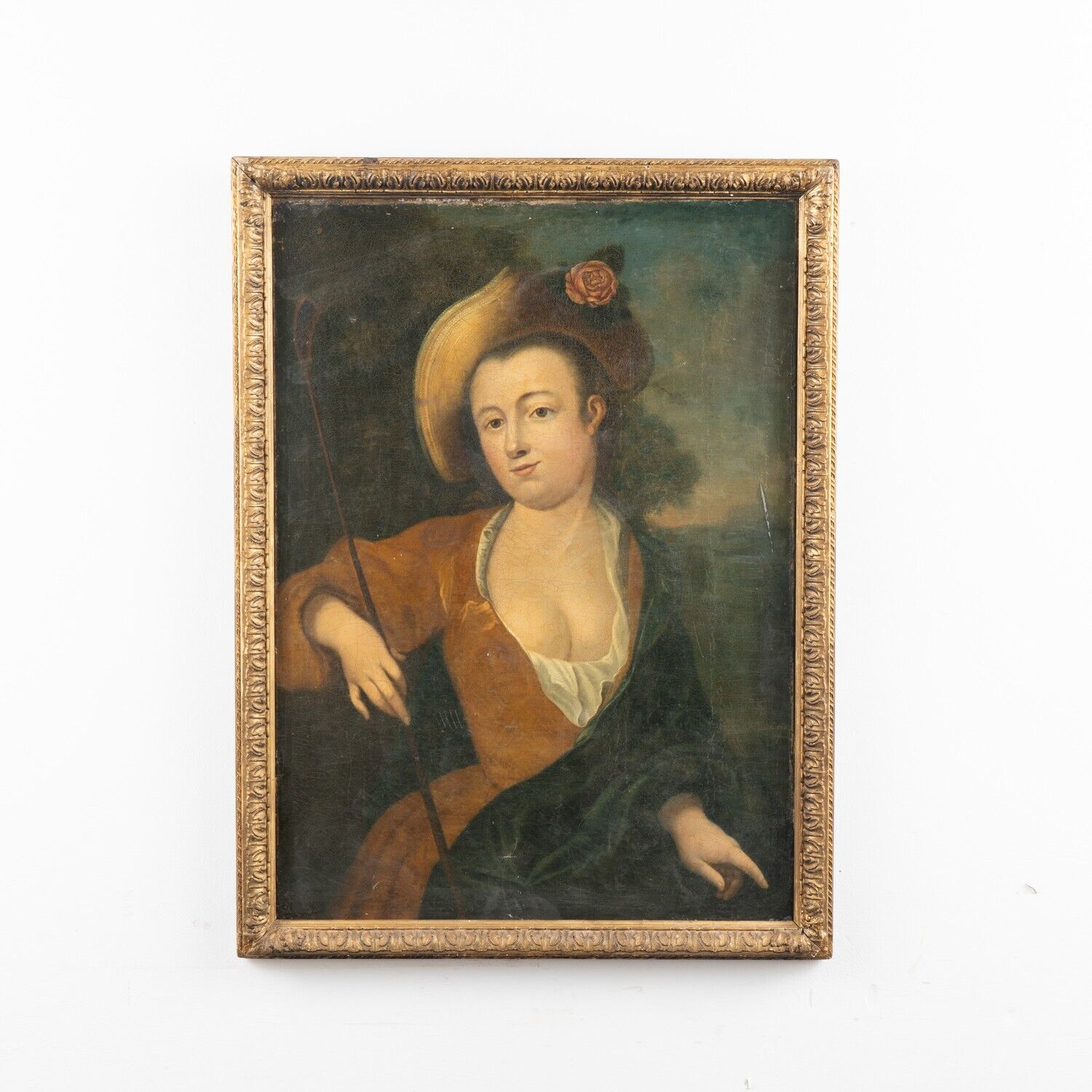 Oil on Canvas Portrait of Lady with Riding Crop