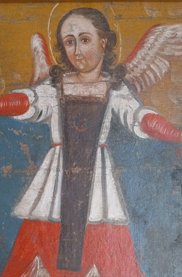 1800's Oil Painting: Archangel Raphael, Patron Saint of Ailments