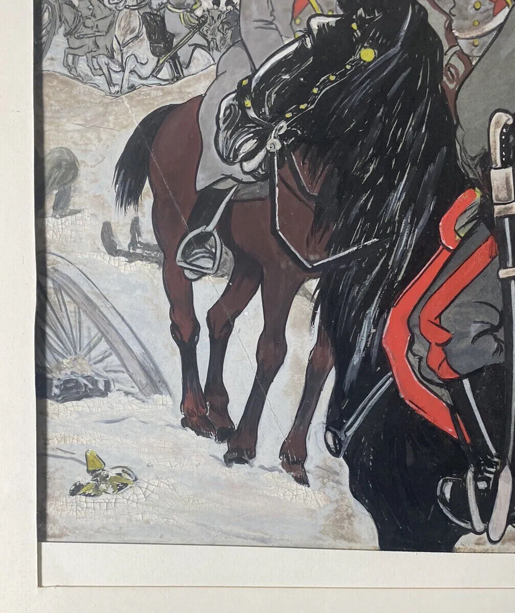 WWI Era Watercolor Gouache Propaganda Cossacks Illustration Art