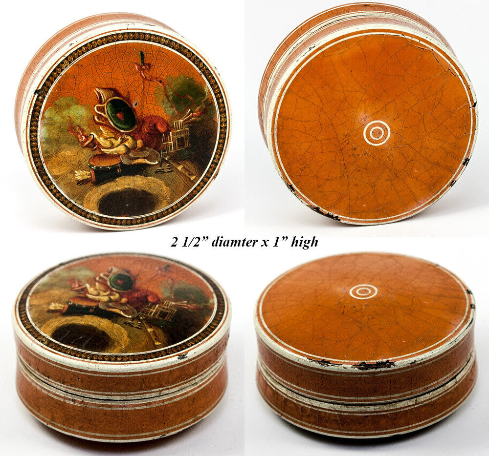 French 1700s Snuff Box with Vernis Martin & Miniature