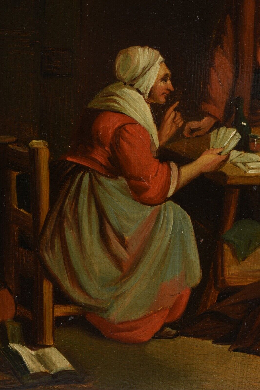 1800s European Oil Painting, Card Play, Man, Women