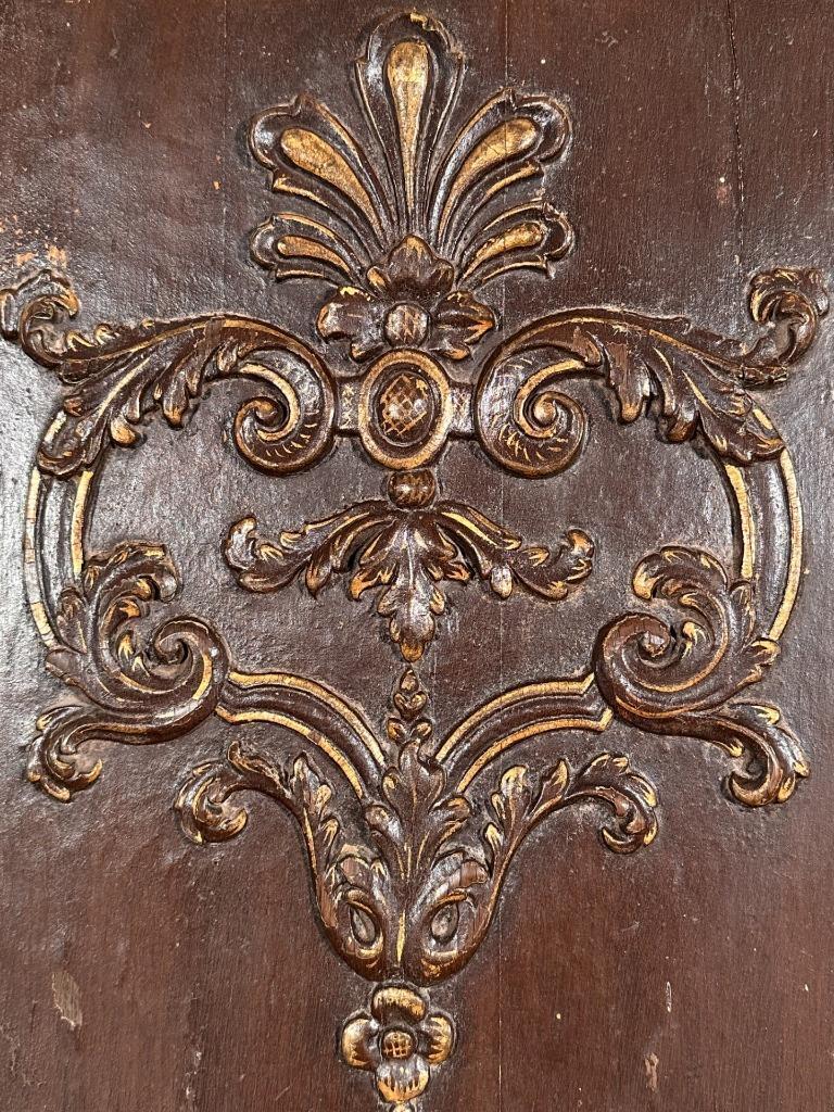 French Antique Painted/Gilded Oak Wood Panel Louis XIV