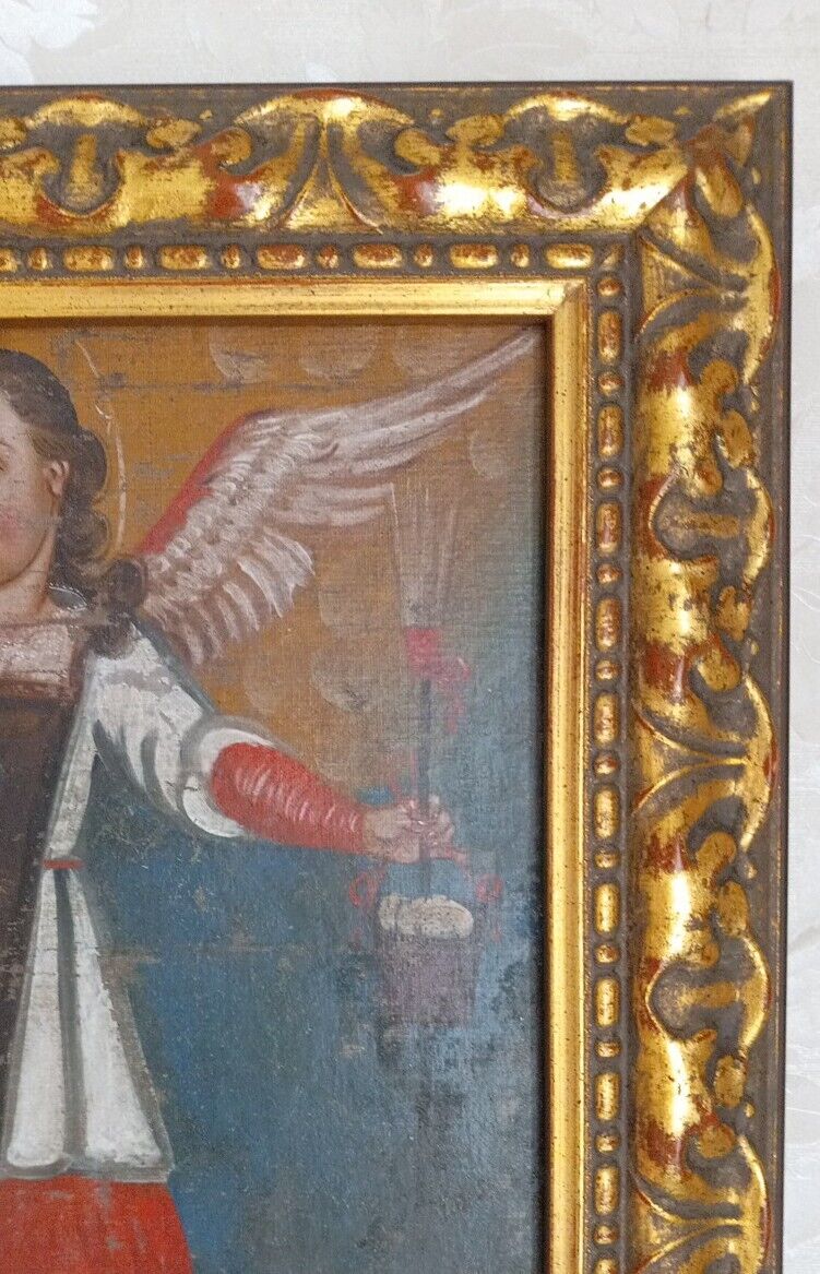 1800's Oil Painting: Archangel Raphael, Patron Saint of Ailments