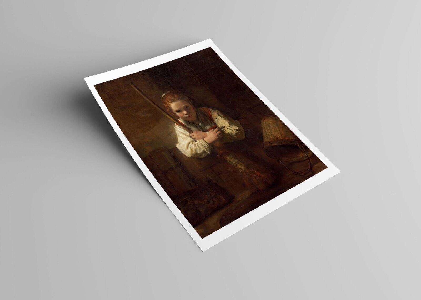 REMBRANDT A Girl with a Broom Portrait 1600s